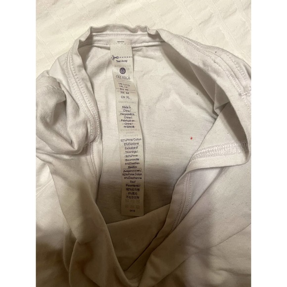 CRZ YOGA White Pima Cotton Sleeveless Long Tank Tee T-Shirt Size L - Picture 9 of 9